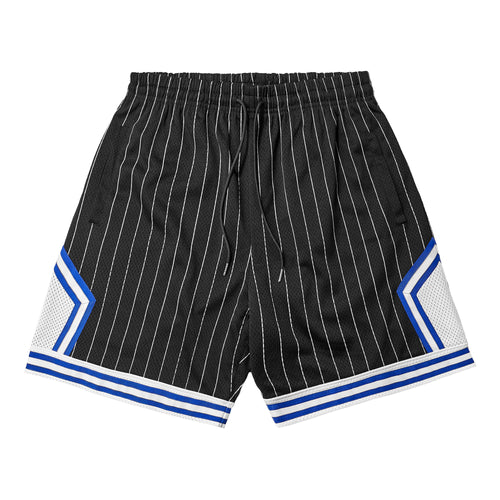 Mesh Basketball Shorts - Black / White Stripes / Blue