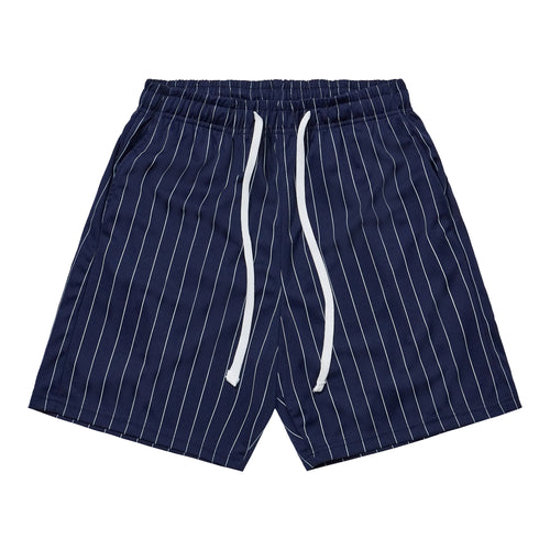 Athletic Shorts - Navy Blue / White Stripes