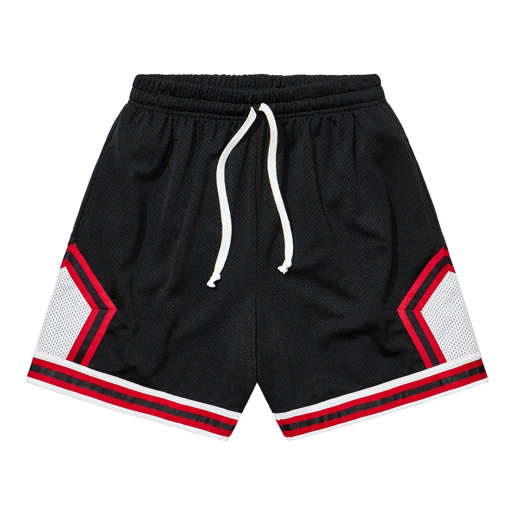 Mesh Basketball Shorts - Black / Red / White